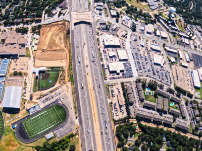 SH 121/183 between Norwood Dr. and Brown Trail looking east