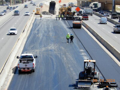  paving on SH 121/183 at Brown Trail