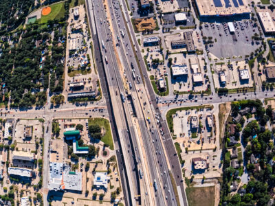 SH 121/183 at Precinct Line Rd. looking east