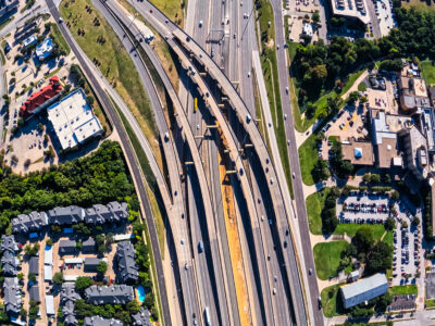 SH 121/183 at the SH 121/183 split looking east