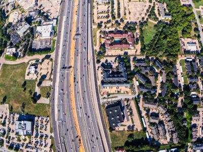 SH 121/183 between the SH 121/183 split and Central Dr. looking west