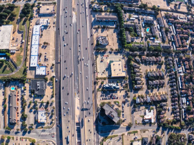 SH 121/183 between Forest Ridge Dr. and Central Dr. looking east