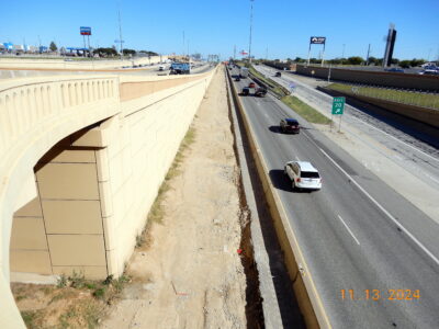 work on I-820 between Iron Horse Blvd. and Rufe Snow Dr. looking east