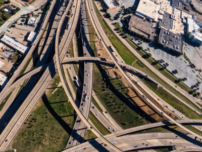 the I-820/SH 121/SH 183 interchange looking east