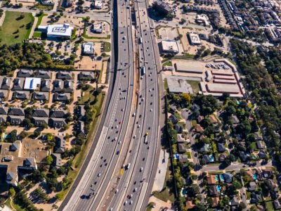 SH 121/183 between Bedford Rd. and Forest Ridge Dr. looking east