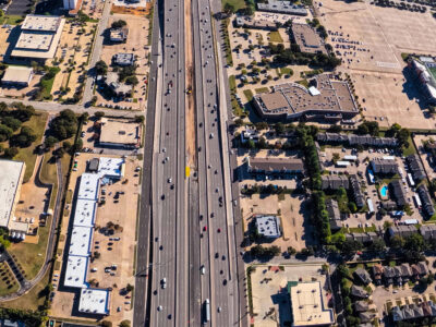 SH 121/183 between Forest Ridge Dr. and Central Dr. looking east