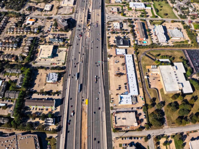 SH 121/183 between Central Dr. and Forest Ridge Dr. looking west