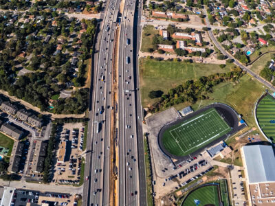 SH 121/183 between Brown Trail and Norwood Dr. looking west