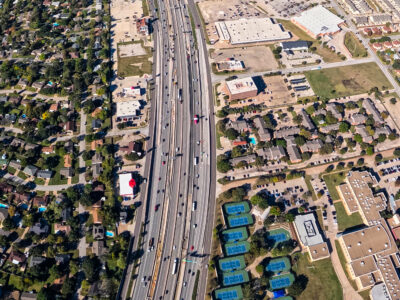 I-820 between Holiday Ln. and Rufe Snow Dr. looking west