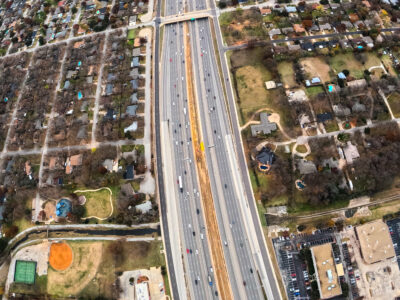 SH 121/183 between Precinct Line Rd. and Hurstview Dr. looking east