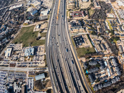 SH 121/183 between the SH 121/183 split and Central Dr. looking west