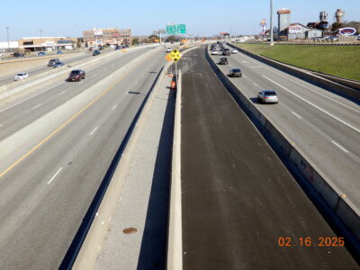 work on I-820 between Rufe Snow Dr. and Holiday Ln. looking east