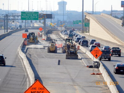 work on I-820 between Rufe Snow Dr. and Iron Horse Blvd. looking west