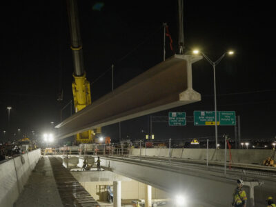 new beams on SH 121/183 over Central Dr. 
