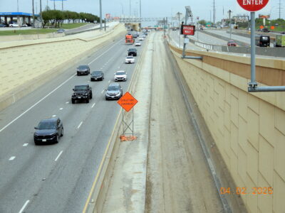 work on I-820 between Iron Horse Blvd. and Rufe Snow Dr. looking east 