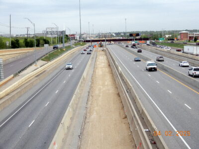 work on I-820 between Haltom Rd. and Denton Hwy. 377 looking east