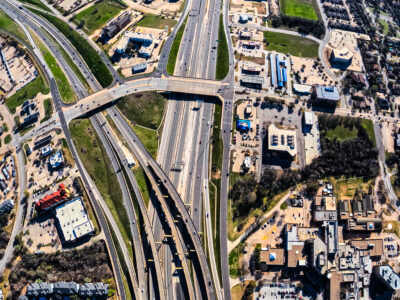 SH 121/183 at the SH 121/183 split looking east