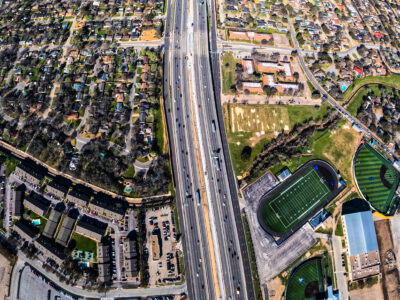 SH 121/183 between Brown Trail and Norwood Dr. looking west