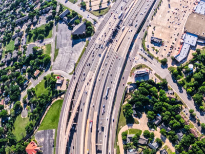 SH 121/183 at Bedford Rd. looking east