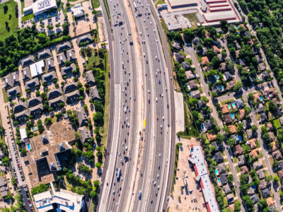 SH 121/183 between Bedford Rd. and Forest Ridge Dr. looking east