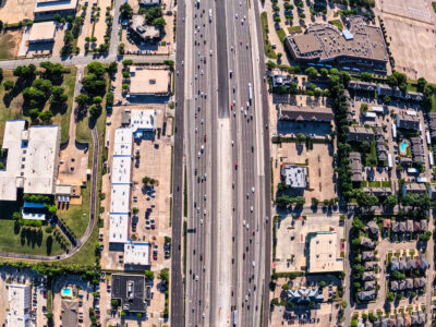 SH 121/183 between Forest Ridge Dr. and Central Dr. looking east