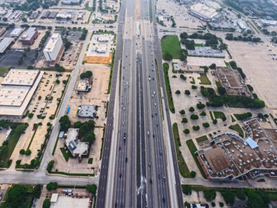 SH 121/183 between Forest Ridge Dr. and Central Dr. looking east