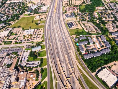 SH 121/183 at the SH 121/183 split looking west