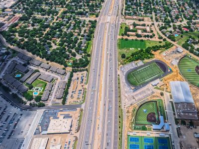 SH 121/183 between Brown Trail and Norwood Dr. looking west