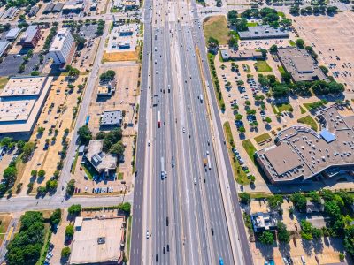 SH 121/183 between Forest Ridge Dr. and Central Dr. looking east