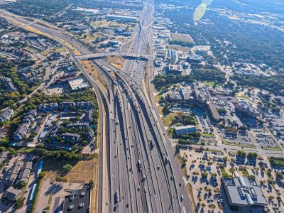 SH 121/183 at the SH 121/183 split looking east