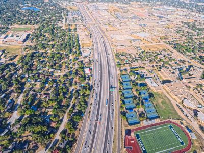 I-820 between Holiday Ln. and Rufe Snow Dr. looking west