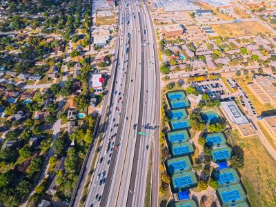 I-820 between Holiday Ln. and Rufe Snow Dr. looking west