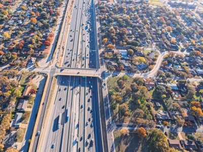 SH 121/183 at Hurstview Dr. looking east