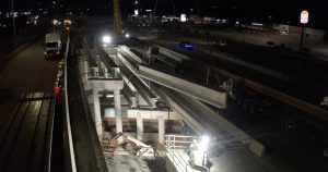 Beams being installed on NTE.