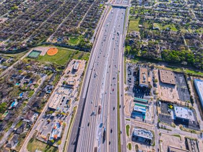 SH 121/183 between Precinct Line Rd. and Hurstview Dr. looking east