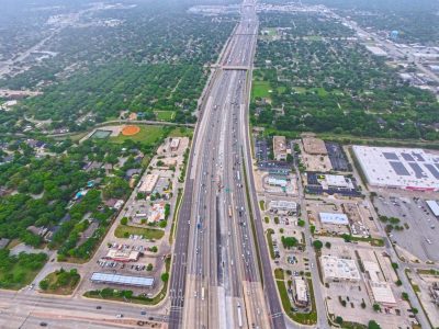 SH 121/183 between Precinct Line Rd. and Hurstview Dr. looking east