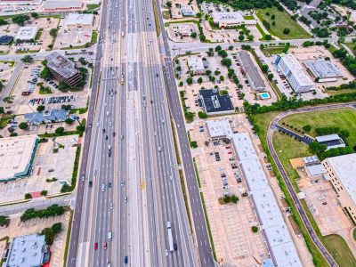 SH 121/183 at Forest Ridge Dr. looking west