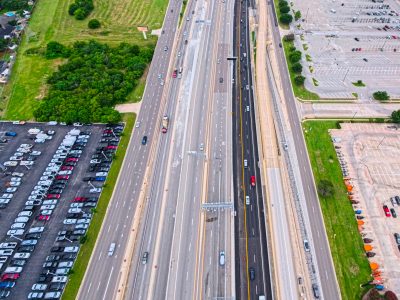 I-820 between Rufe Snow Dr. and Iron Horse Blvd. looking west